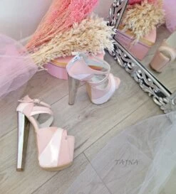 Pink Powder White High Heel Platform Shoes 9 Pink Powder White High Heel Platform Shoes -Tajna Shoes high heel platform shoes 19 cm 103