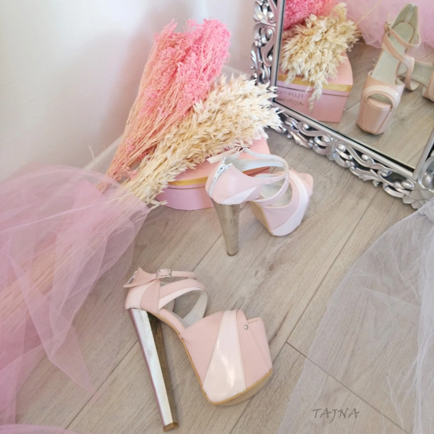 Pink Powder White High Heel Platform Shoes 1 Pink Powder White High Heel Platform Shoes