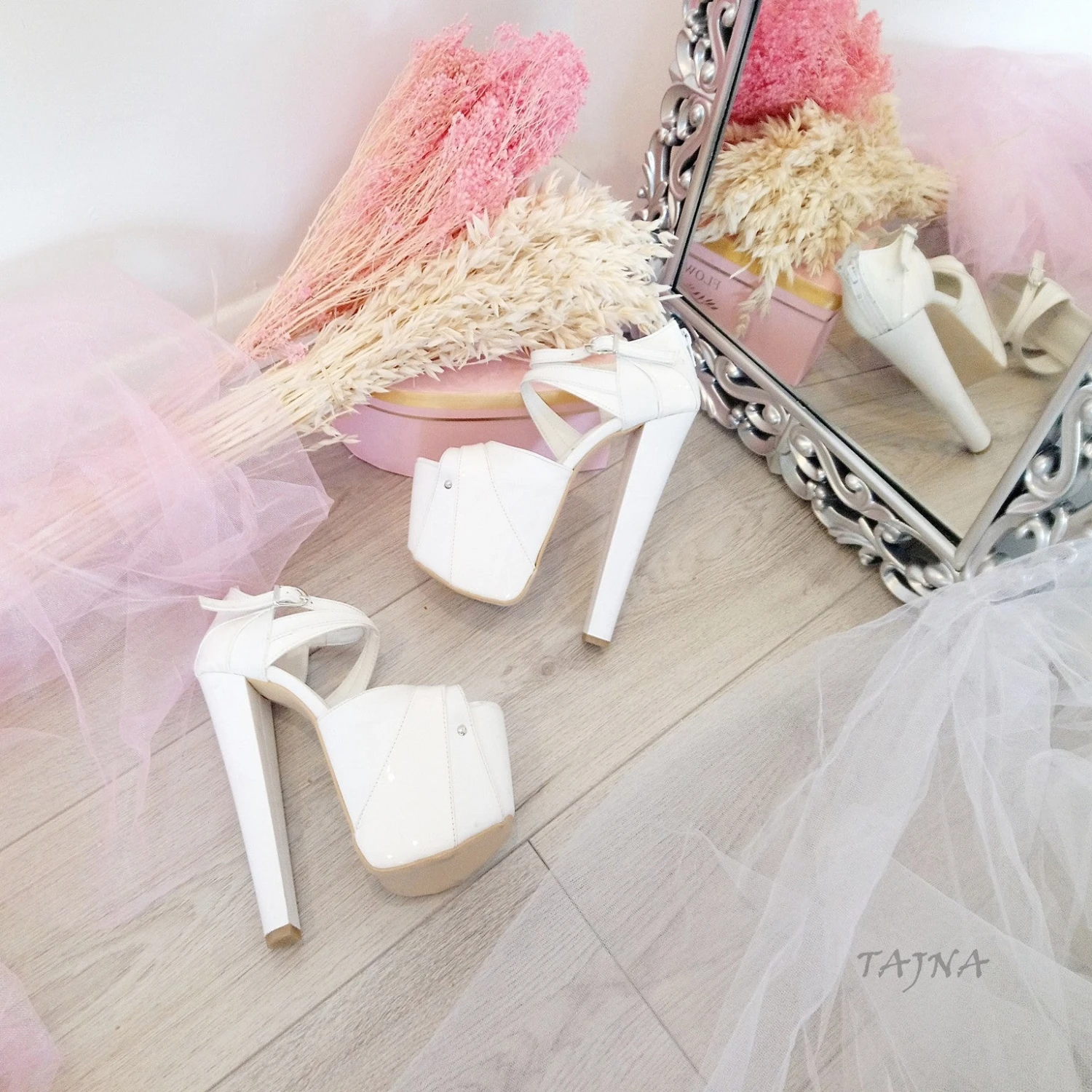 White Patent Leather High Heel Platform Shoes 4 White Patent Leather High Heel Platform Shoes - Image 4