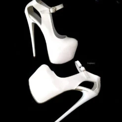 White Mary Jane Patent Platform Heels
