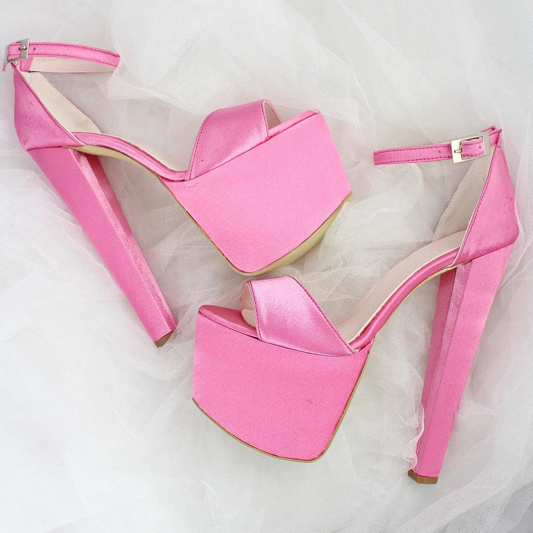 Fushia Pink Satin Bridal Platform Shoes 2 Fushia Pink Satin Bridal Platform Shoes - Image 2