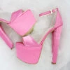 Fushia Pink Satin Bridal Platform Shoes