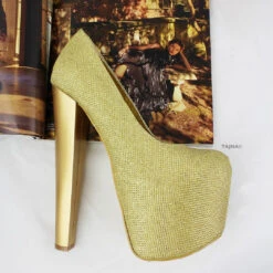 Gold Shimmer Platform Heels