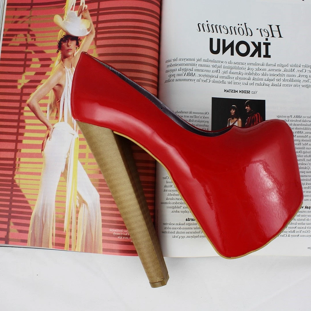 Red Patent Platform Heels 2 Red Patent Platform Heels - Image 2