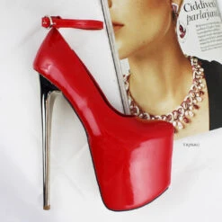 Red Patent Metallic Platform Heels