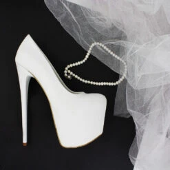 White Hidden Platform Pumps