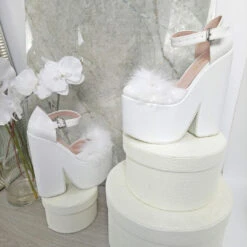 Closed Toe Fury High Heel Bridal Wedges