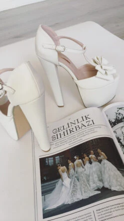 White Ribbon Bridal Platform Shoes -Tajna Shoes high heel platform shoes 3224