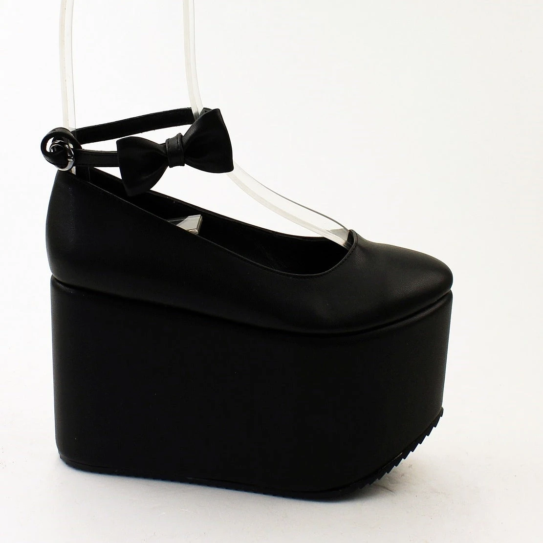 Ribbon Ankle Strap Black Wedge Platform Shoes 1 Ribbon Ankle Strap Black Wedge Platform Shoes
