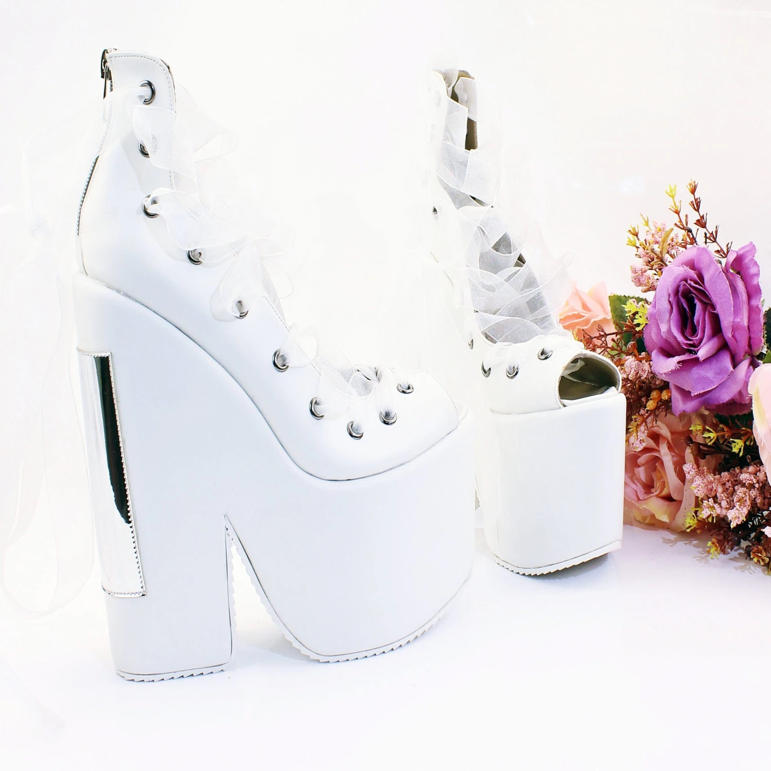 Lace Up White Balerinas Platform Wedge Shoes 1 Lace Up White Balerinas Platform Wedge Shoes