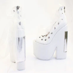 Lace Up White Balerinas Platform Wedge Shoes 9 Lace Up White Balerinas Platform Wedge Shoes -Tajna Shoes high heel platform shoes tajna 225