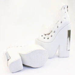 Lace Up White Balerinas Platform Wedge Shoes 10 Lace Up White Balerinas Platform Wedge Shoes -Tajna Shoes high heel platform shoes tajna 226