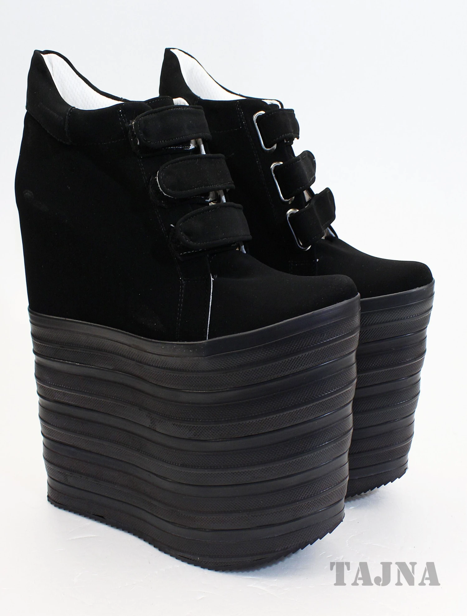 Nubuck Hook Pile Sport High Heel Wedge Platform Shoes 2 Nubuck Hook Pile Sport High Heel Wedge Platform Shoes - Image 2