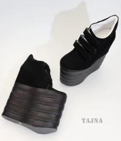 Nubuck Hook Pile Sport High Heel Wedge Platform Shoes 5 Nubuck Hook Pile Sport High Heel Wedge Platform Shoes -Tajna Shoes high heel platform shoes tajna 304