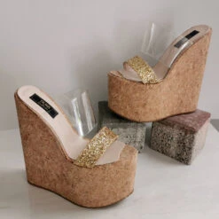 Transparent Strap Cork Wedge Mules 7 Transparent Strap Cork Wedge Mules -Tajna Shoes high heel platform wedge mules transparent summer 2