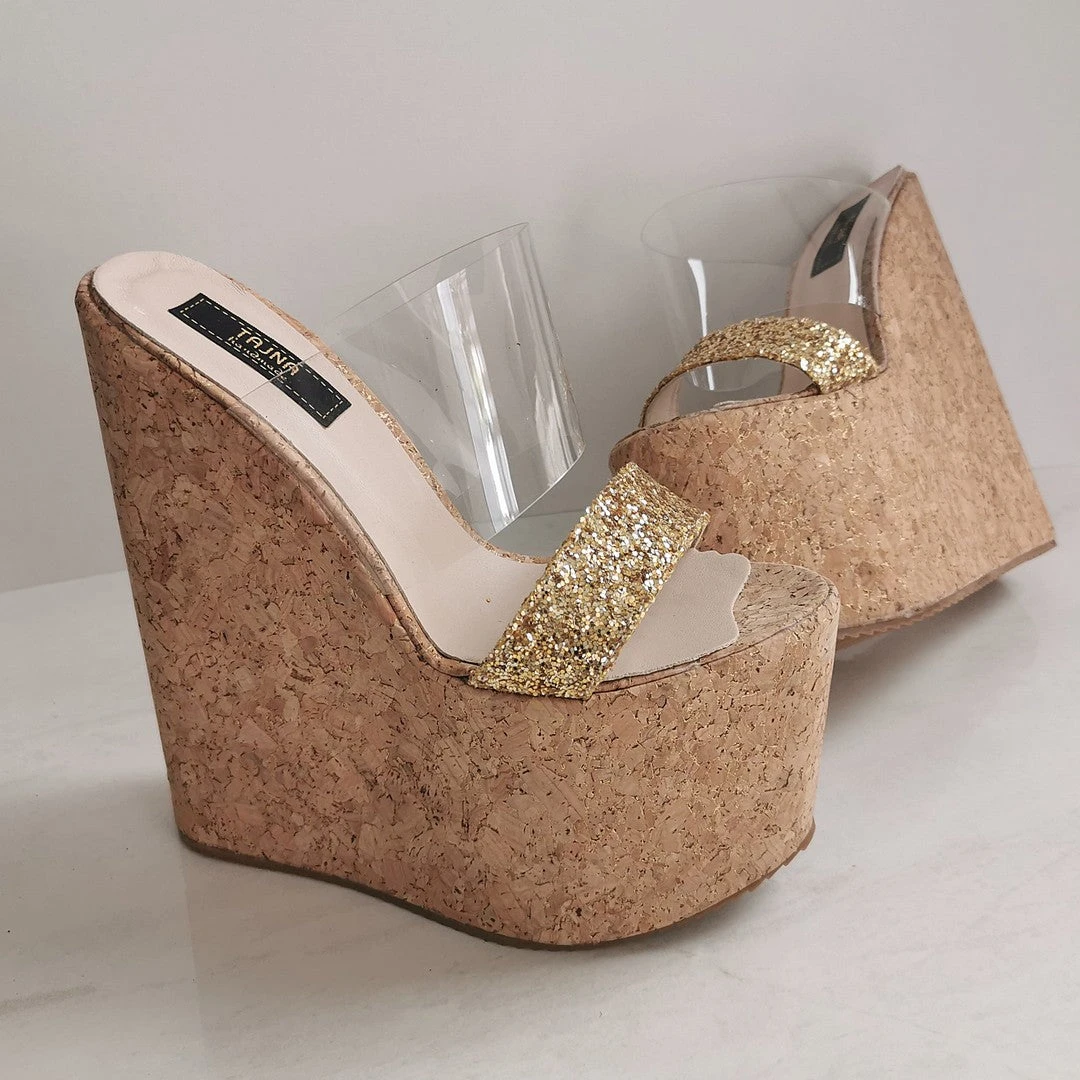 Transparent Strap Cork Wedge Mules 3 Transparent Strap Cork Wedge Mules - Image 3