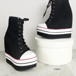 Hidden Heel Lace Up Sport Wedges -Tajna Shoes high heel wedges shoes tajna club 12