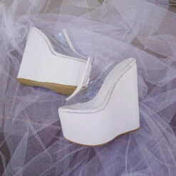 Transparent Strap White Wedge Mules -Tajna Shoes high heel women shoes 200 1024x1024 2x 512e52dc 46b9 4303 9a52 3640f019aac6