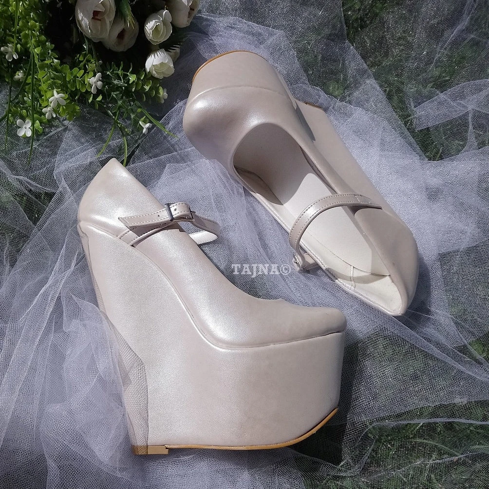 Ivory Heel Wedge Bridal Shoes 2 Ivory Heel Wedge Bridal Shoes - Image 2