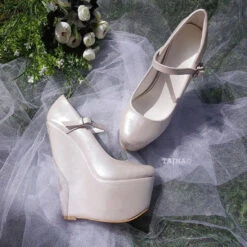Ivory Heel Wedge Bridal Shoes 6 Ivory Heel Wedge Bridal Shoes -Tajna Shoes high heel women shoes 211
