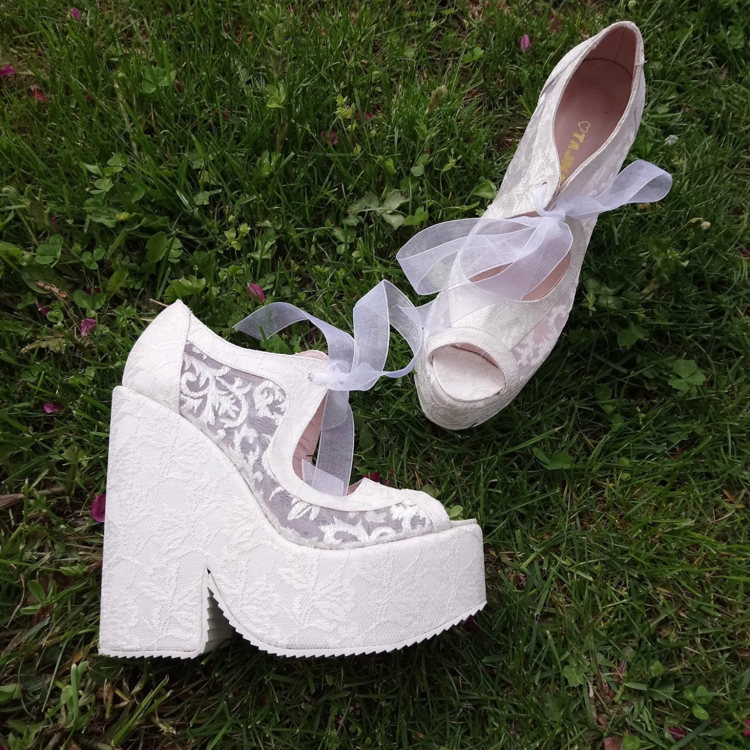 Lace Up Elegant High Heel Wedding Shoes Wedges 3 Lace Up Elegant High Heel Wedding Shoes Wedges - Image 3