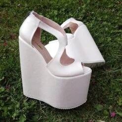 Ivory 18-22 Cm Super High Heel Wedding Shoes Wedges