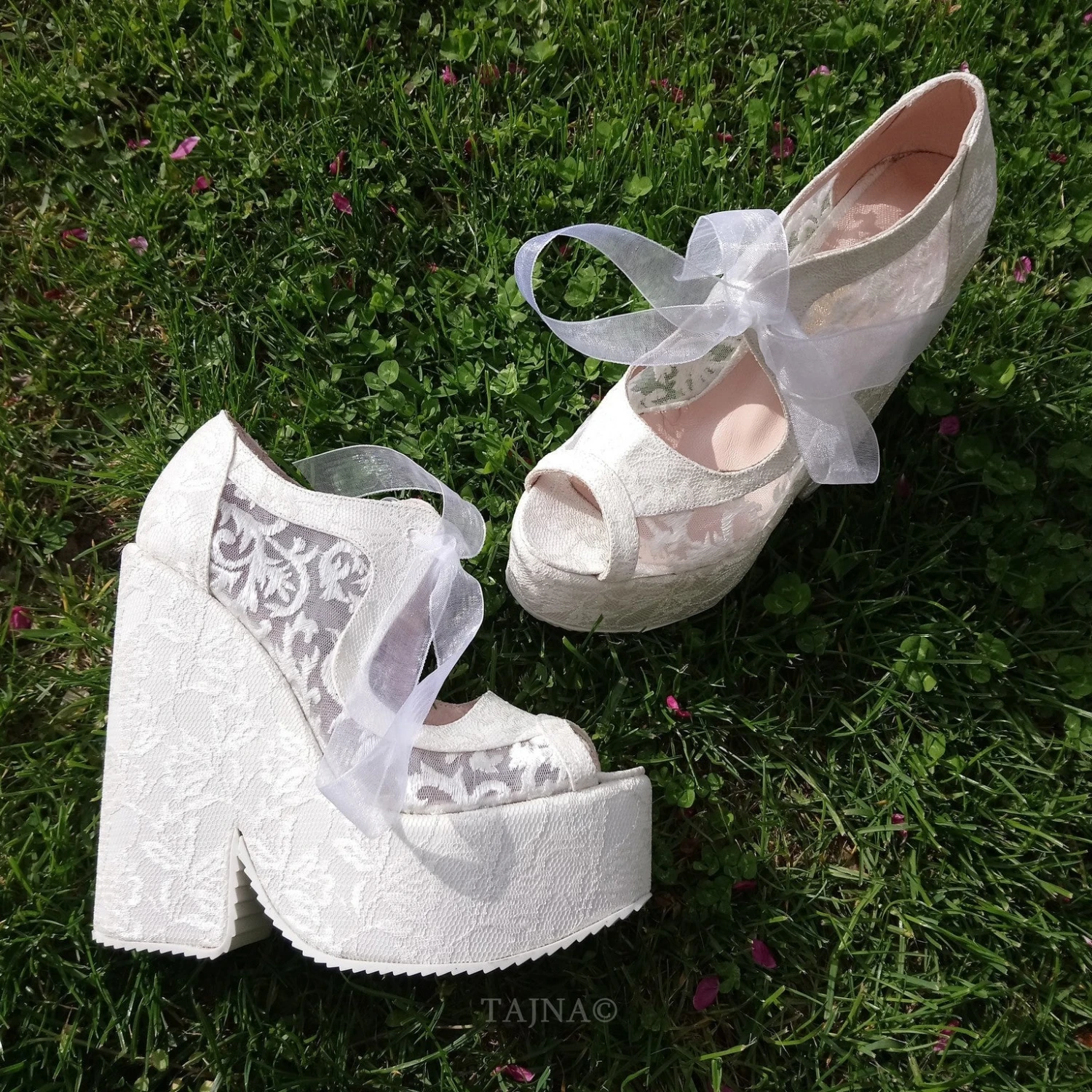 Lace Up Elegant High Heel Wedding Shoes Wedges 5 Lace Up Elegant High Heel Wedding Shoes Wedges - Image 5