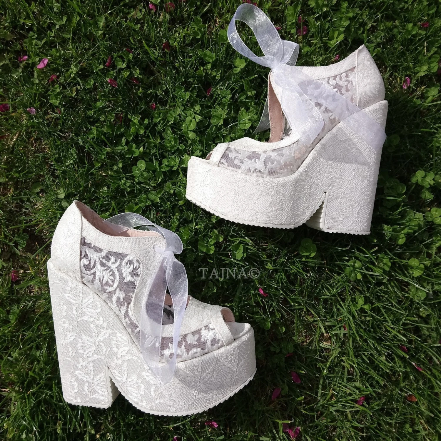 Lace Up Elegant High Heel Wedding Shoes Wedges 6 Lace Up Elegant High Heel Wedding Shoes Wedges - Image 6