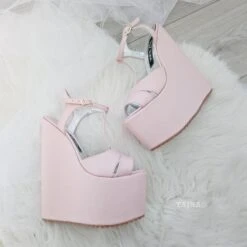 Light Pink Powder High Heel Wedge Shoes