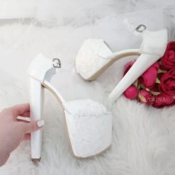 Transparent Strap Lace High Heel Platform Bride Shoes -Tajna Shoes high heel women shoes 359