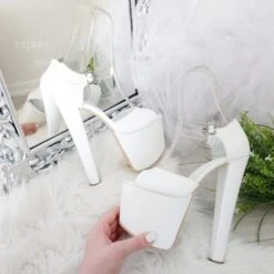 Transparent Strap Lace High Heel Platform Bride Shoes -Tajna Shoes high heel women shoes 360