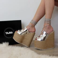Lace Up Silver Platform Wedge Sandals 11 Lace Up Silver Platform Wedge Sandals -Tajna Shoes high heel women shoes 463