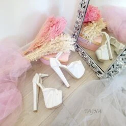 White Peep Toe Fishnet Platform Shoes -Tajna Shoes high heel women shoes 522