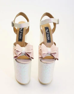Shimmer Ribbon Elegant High Heel Wedding Shoes Wedges 6 Shimmer Ribbon Elegant High Heel Wedding Shoes Wedges -Tajna Shoes high heel women shoes 552