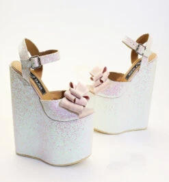 Shimmer Ribbon Elegant High Heel Wedding Shoes Wedges 7 Shimmer Ribbon Elegant High Heel Wedding Shoes Wedges -Tajna Shoes high heel women shoes 553