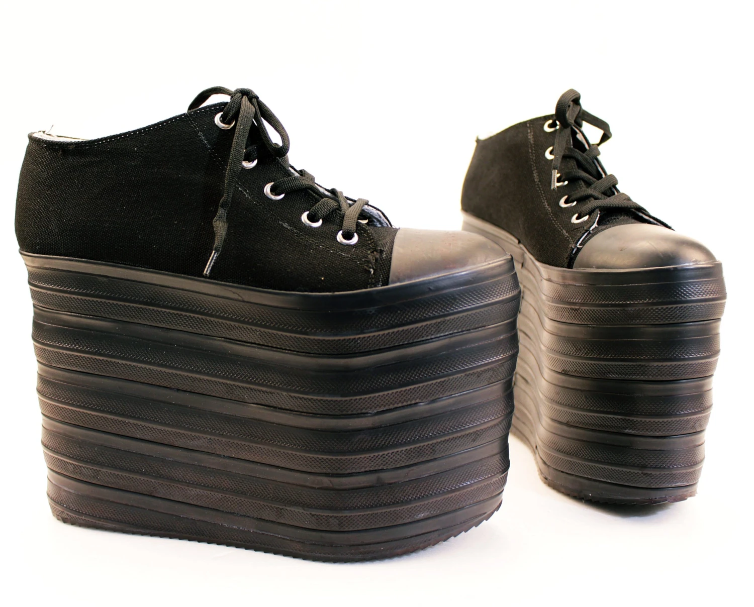 Black Lace Up Platform Wedge Shoes 2 Black Lace Up Platform Wedge Shoes - Image 2