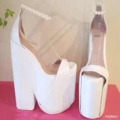 Peep Toe Pearş Elegant High Heel Wedding Shoes Wedges