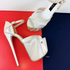 Powder White Patent Fishnet Strap Heels 13 Powder White Patent Fishnet Strap Heels -Tajna Shoes highheelplatformshoes anklestrap tajnaclub 13
