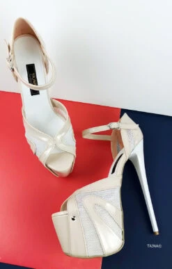 Powder White Patent Fishnet Strap Heels 16 Powder White Patent Fishnet Strap Heels -Tajna Shoes highheelplatformshoes anklestrap tajnaclub 17