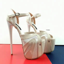 Powder White Patent Fishnet Strap Heels 17 Powder White Patent Fishnet Strap Heels -Tajna Shoes highheelplatformshoes anklestrap tajnaclub 18