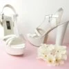 Ivory Satin Bridal Chunky Heels