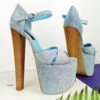 Jean Denim High Heel Chunky Sandals