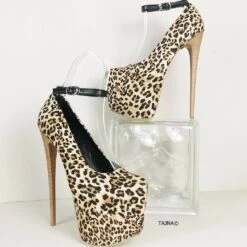 Leopard Ankle Strap Brown Thin Heels 6 Leopard Ankle Strap Brown Thin Heels -Tajna Shoes leopard high heel platform shoes ankle strap tajna club 4
