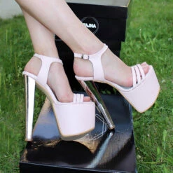 Ankle Strap Light Pink 19 Cm High Heel Platform Shoes