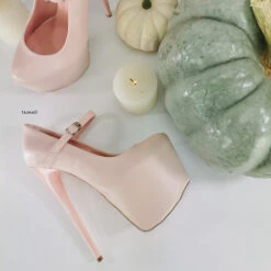 Mary Jane Light Pink Pencil High Heels -Tajna Shoes light pink mary jane high heel platform shoes halloween 4