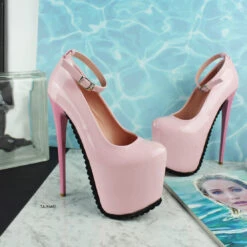 Light Pink Serrated Sole Ankle Strap Heels 8 Light Pink Serrated Sole Ankle Strap Heels -Tajna Shoes light pink serrated soles ankle strap high heel stiletto shoes tajna club 3