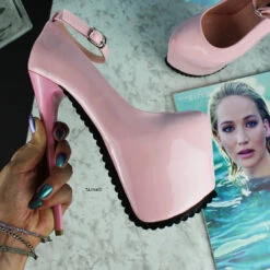 Light Pink Serrated Sole Ankle Strap Heels 11 Light Pink Serrated Sole Ankle Strap Heels -Tajna Shoes light pink serrated soles ankle strap high heel stiletto shoes tajna club 6