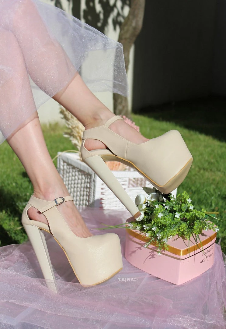 Nude Cream 19 Cm High Heel Platform Bridal Shoes 2 Nude Cream 19 Cm High Heel Platform Bridal Shoes - Image 2