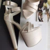 Nude Double Strap Platform Heels