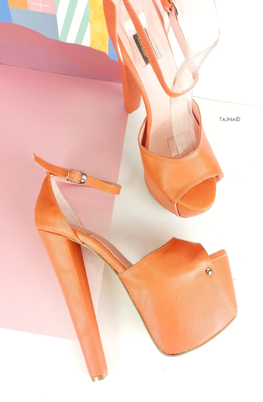 Orange Chunky High Heel Platforms 2 Orange Chunky High Heel Platforms - Image 2
